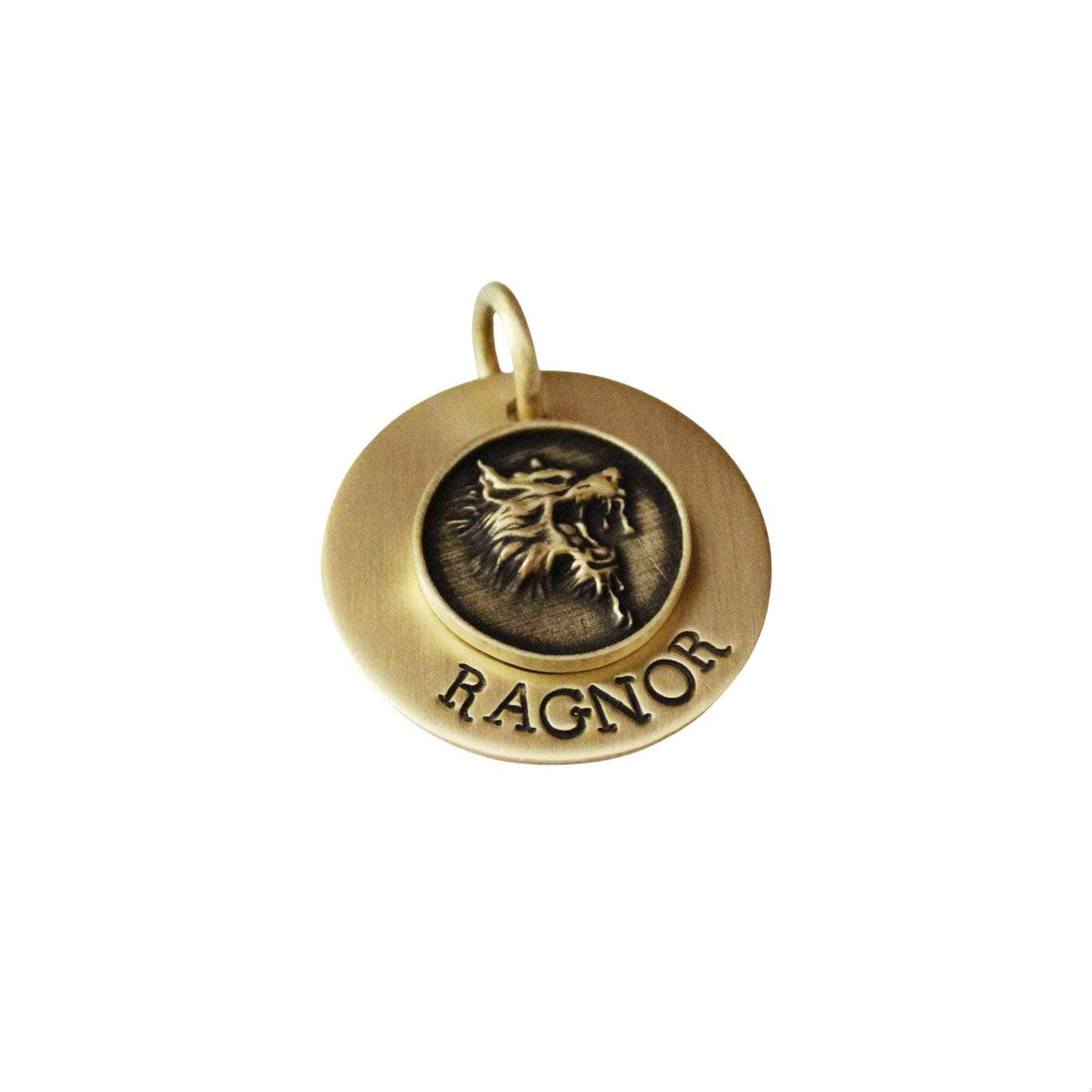 The Fierce Wolf Sigil | Artisan Mixed Metal Pet ID & Custom Engraved Dog Tag, front view