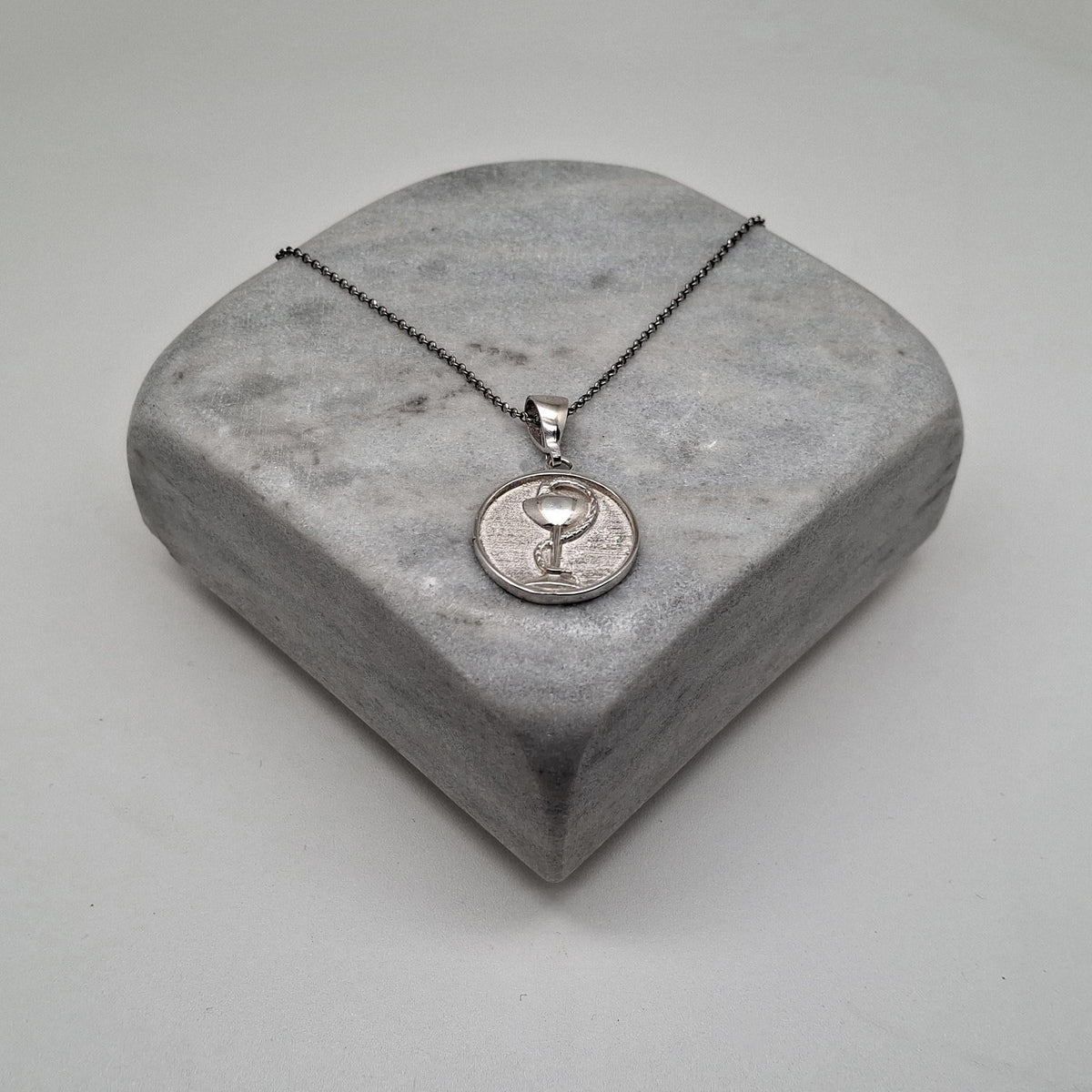 Bowl of Hygieia Medallion | Pharmacy & Healing Talisman, styled view