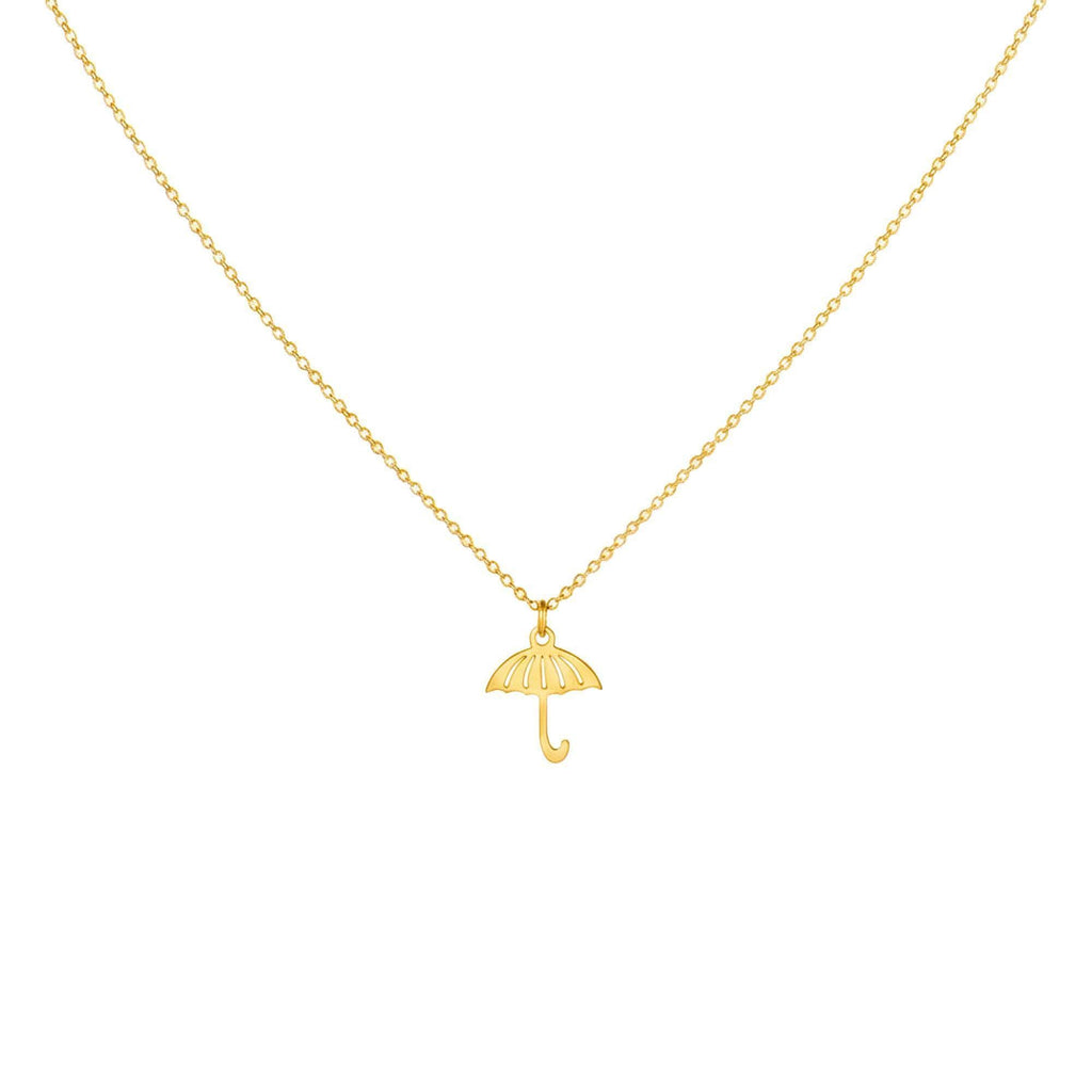 Dainty Umbrella Necklace | Protective Shield Talisman, in Yellow Gold Plated finish