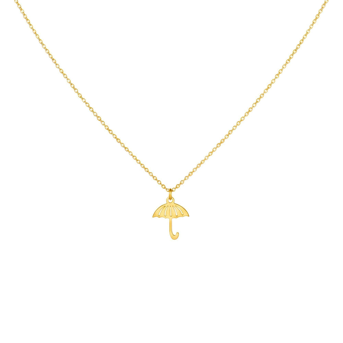 Dainty Umbrella Necklace | Protective Shield Talisman, in Yellow Gold Plated finish