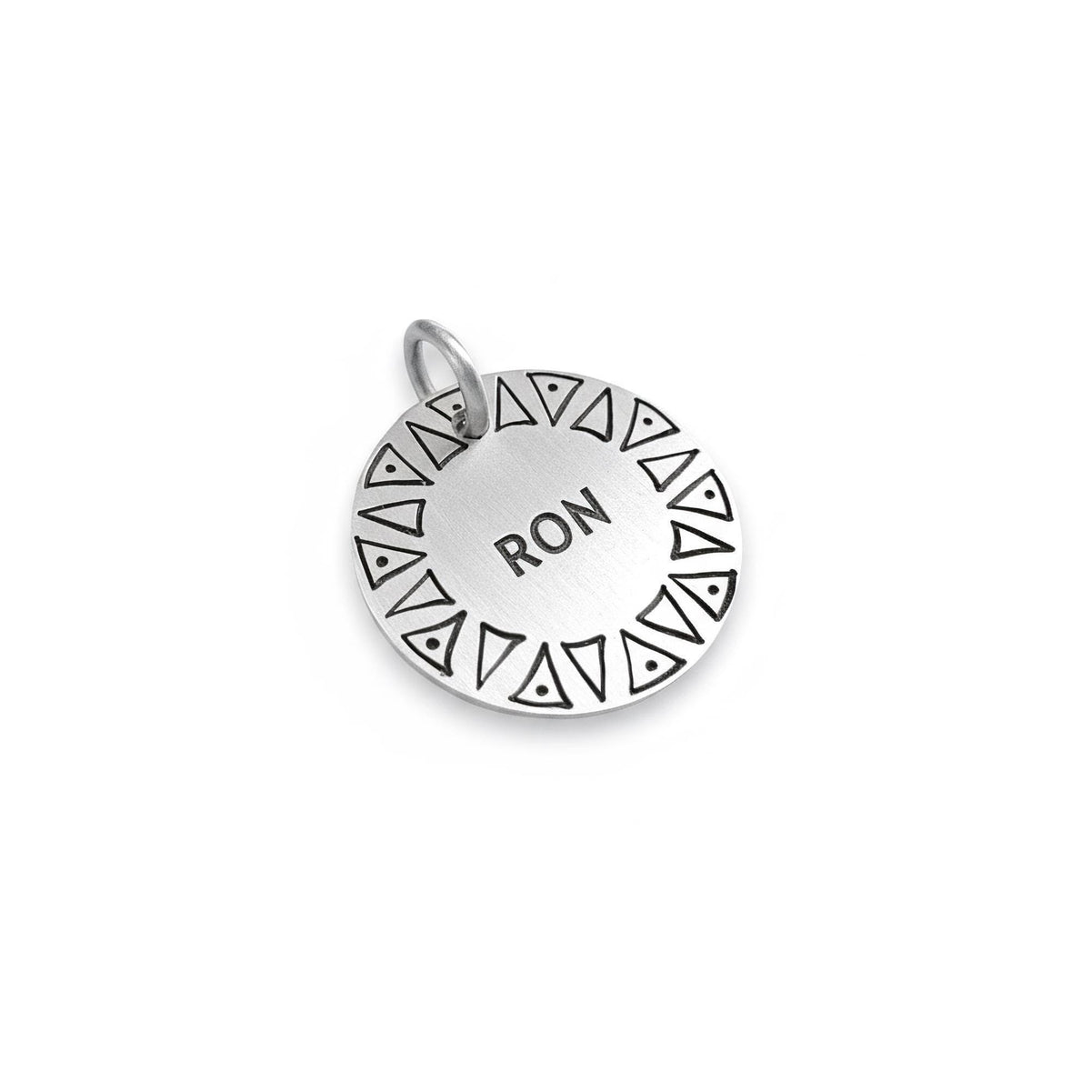 Tribal Sun Dog Tag | Custom Engraved Pet ID Collar Charm, close-up detail
