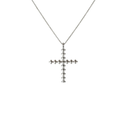 Bone Cross Necklace | Sterling Silver Gothic Spinal Pendant | Anatomical Memento Mori Jewelry, front view