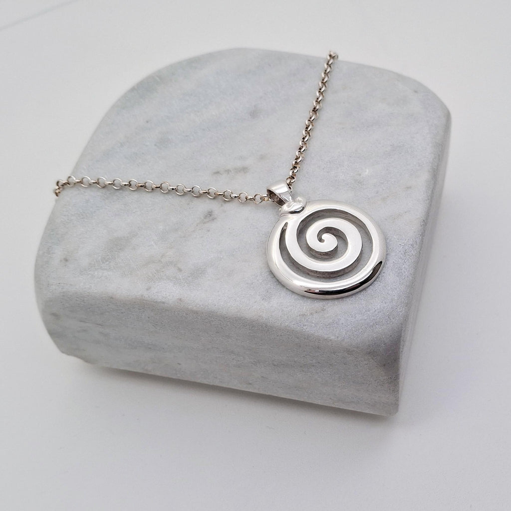 Spiral of Life Necklace | Celtic Growth Symbol Pendant | Gold Plated Transformation Talisman, front view