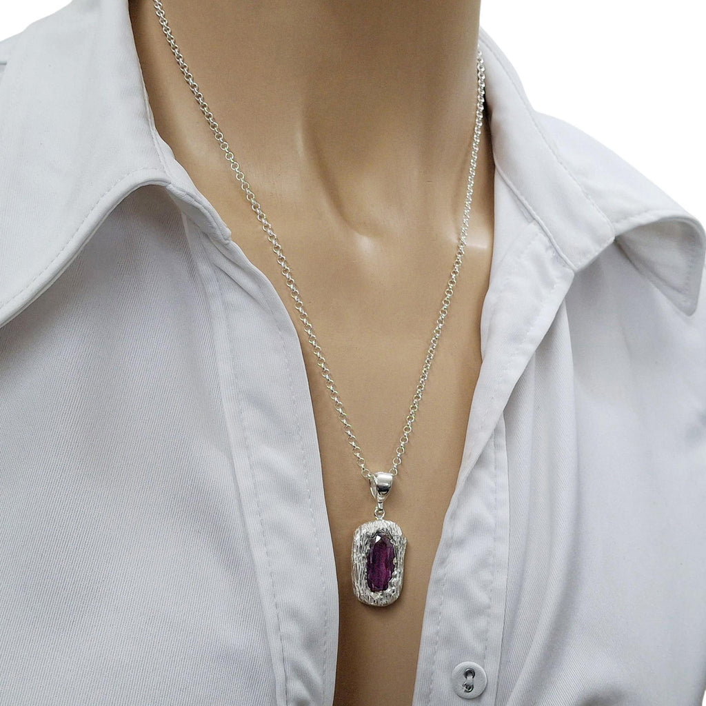 Vintage Purple CZ Pendant | Statement Medallion, close-up detail