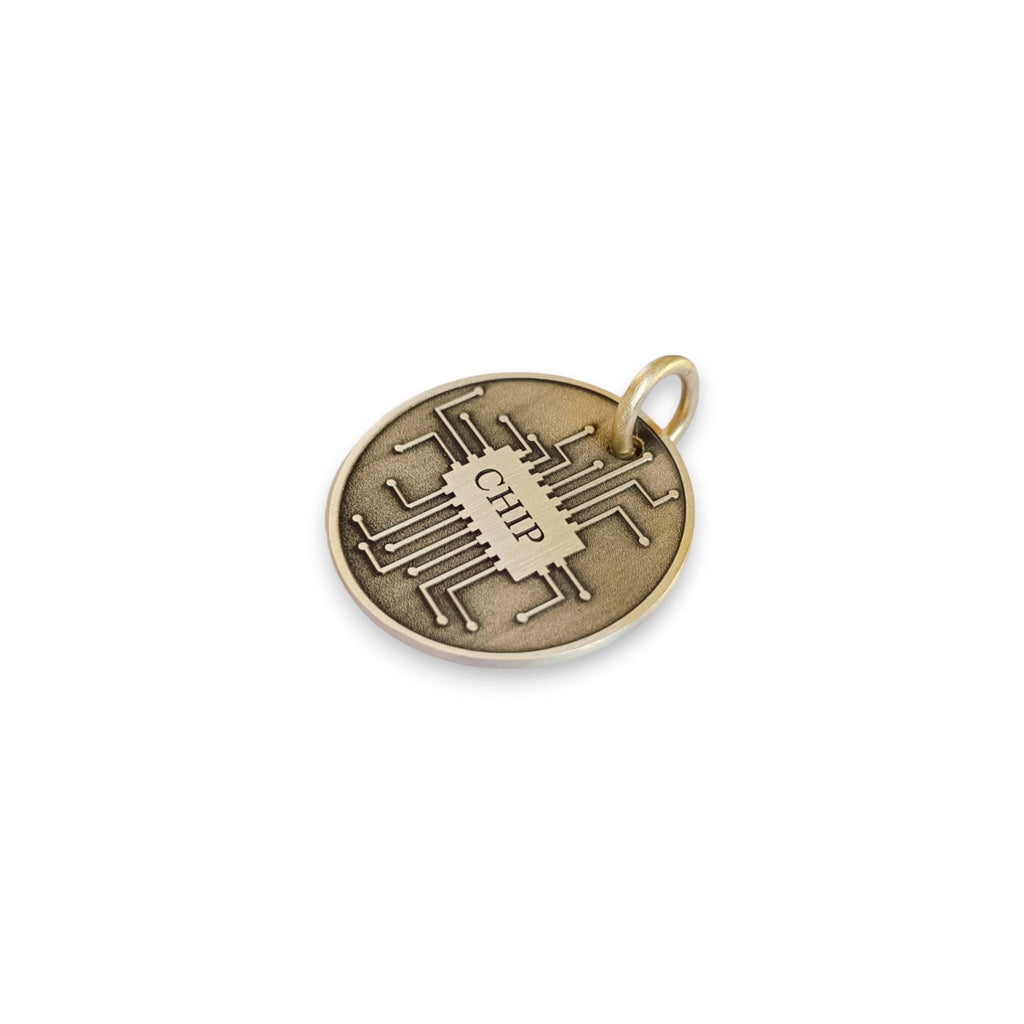 The Circuit Token | Artisan Microchip Pet ID & Custom Engraved Dog Tag, alternate angle