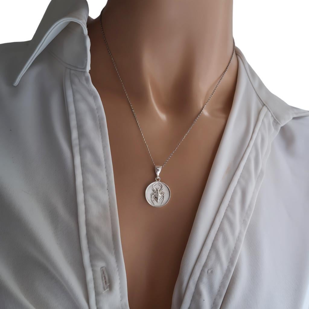 Spider Medallion Necklace | Weaver Spirit Talisman, close-up detail