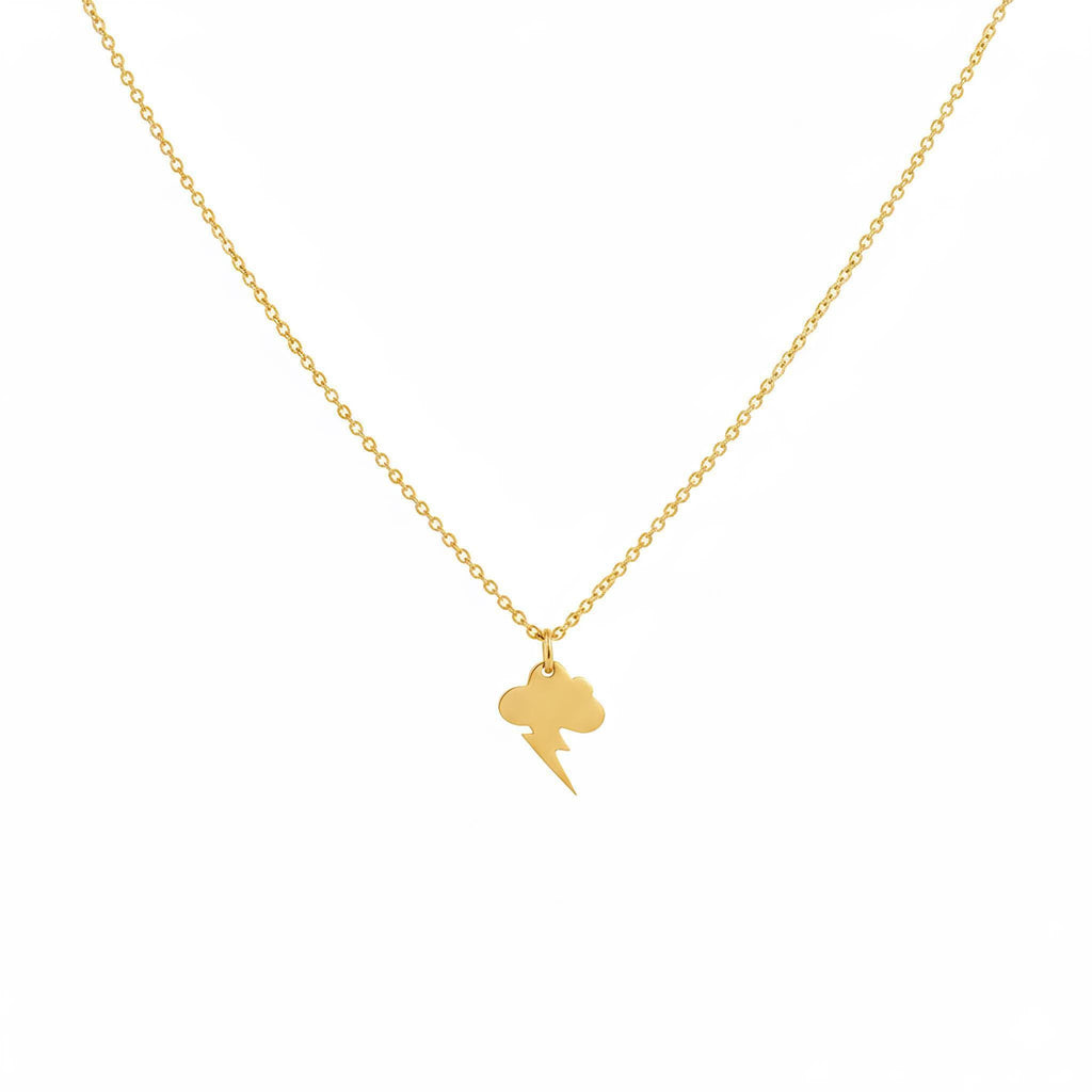 Thunderstorm Charm Necklace | Lightning Bolt Resilience Talisman, in Yellow Gold Plated finish
