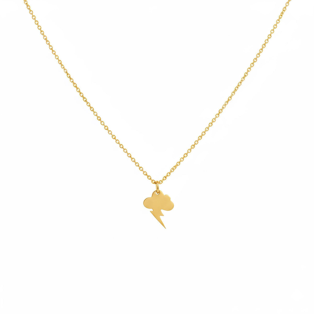 Thunderstorm Charm Necklace | Lightning Bolt Resilience Talisman, in Yellow Gold Plated finish