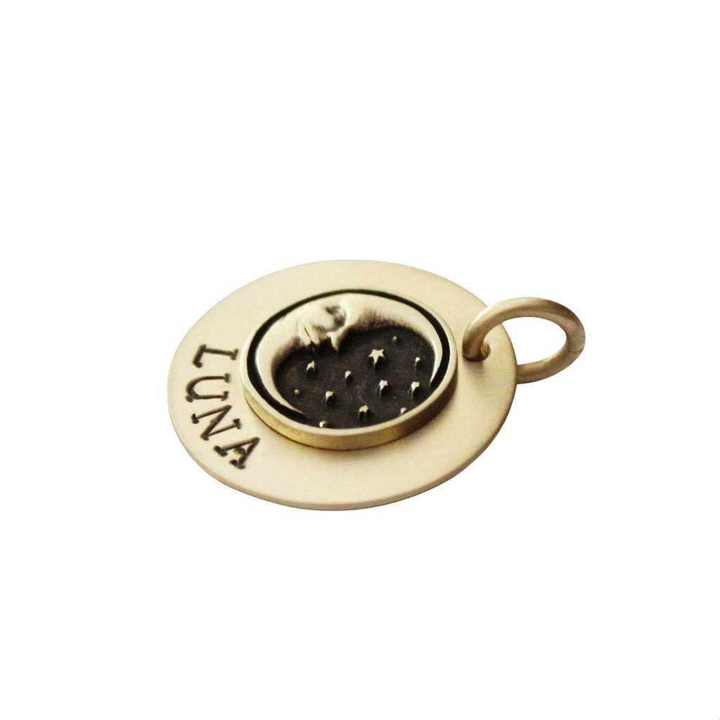 The Lunar Token | Artisan Moon Pet ID & Custom Engraved Dog Tag, alternate angle
