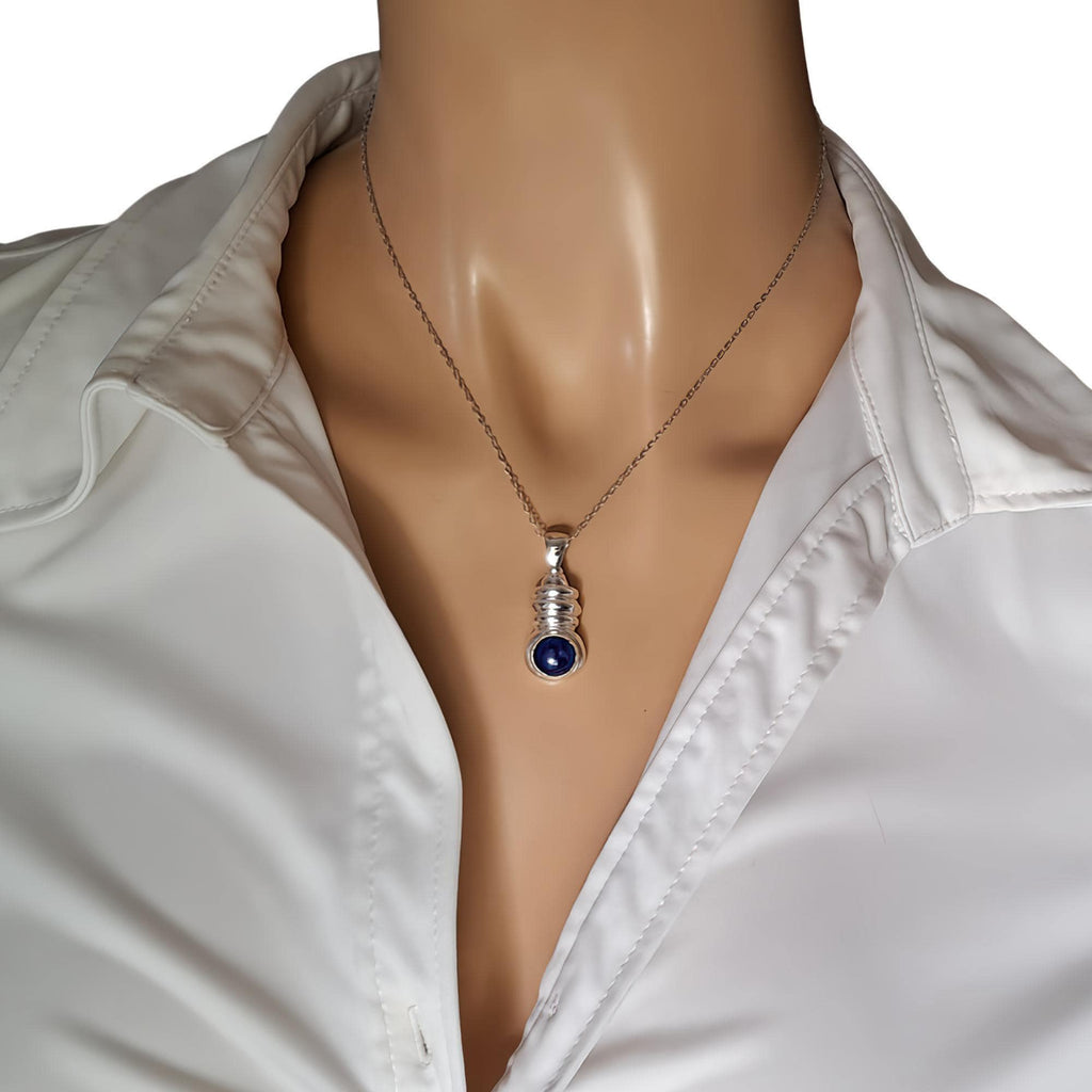 Aquarius Necklace | Lapis Lazuli Zodiac Pendant, styled view