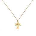 Layered Cross Necklace | Modern Crucifix Pendant, in Yellow Gold Plated finish