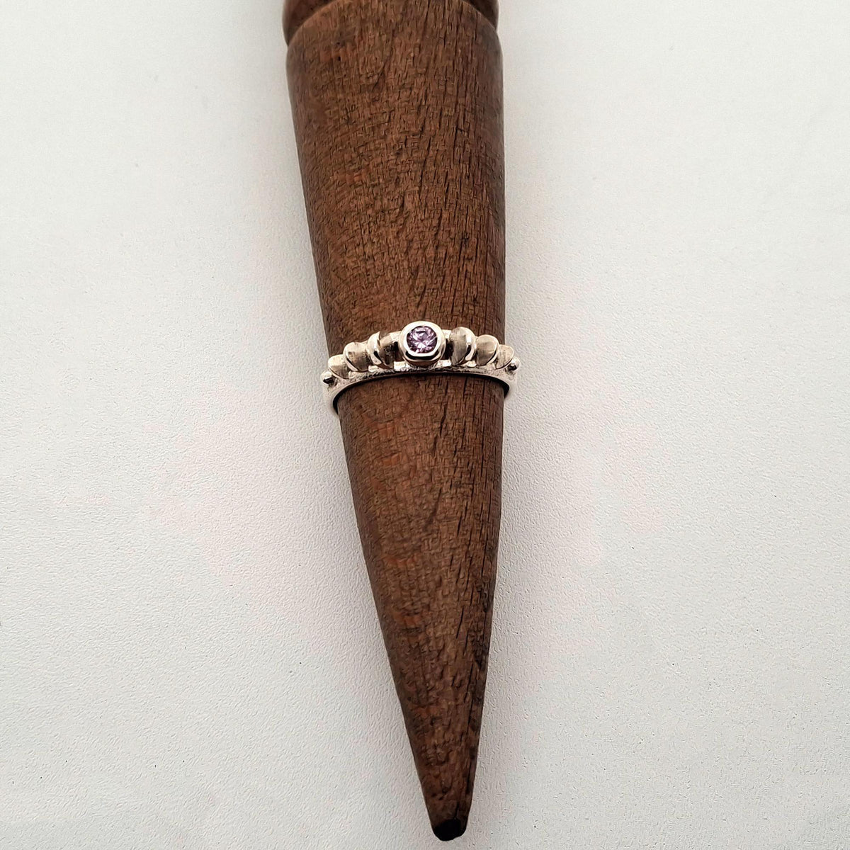 Lotus Flower Ring | Amethyst CZ Spiritual Talisman, alternate angle