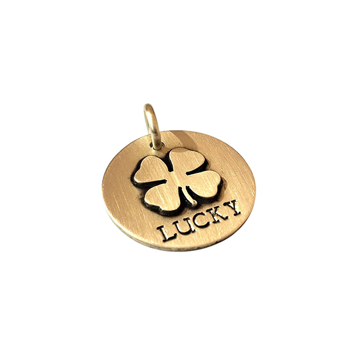 The Rare Fortune Token | Artisan Clover Pet ID & Custom Dog Tag, in Brass with Brass Top finish