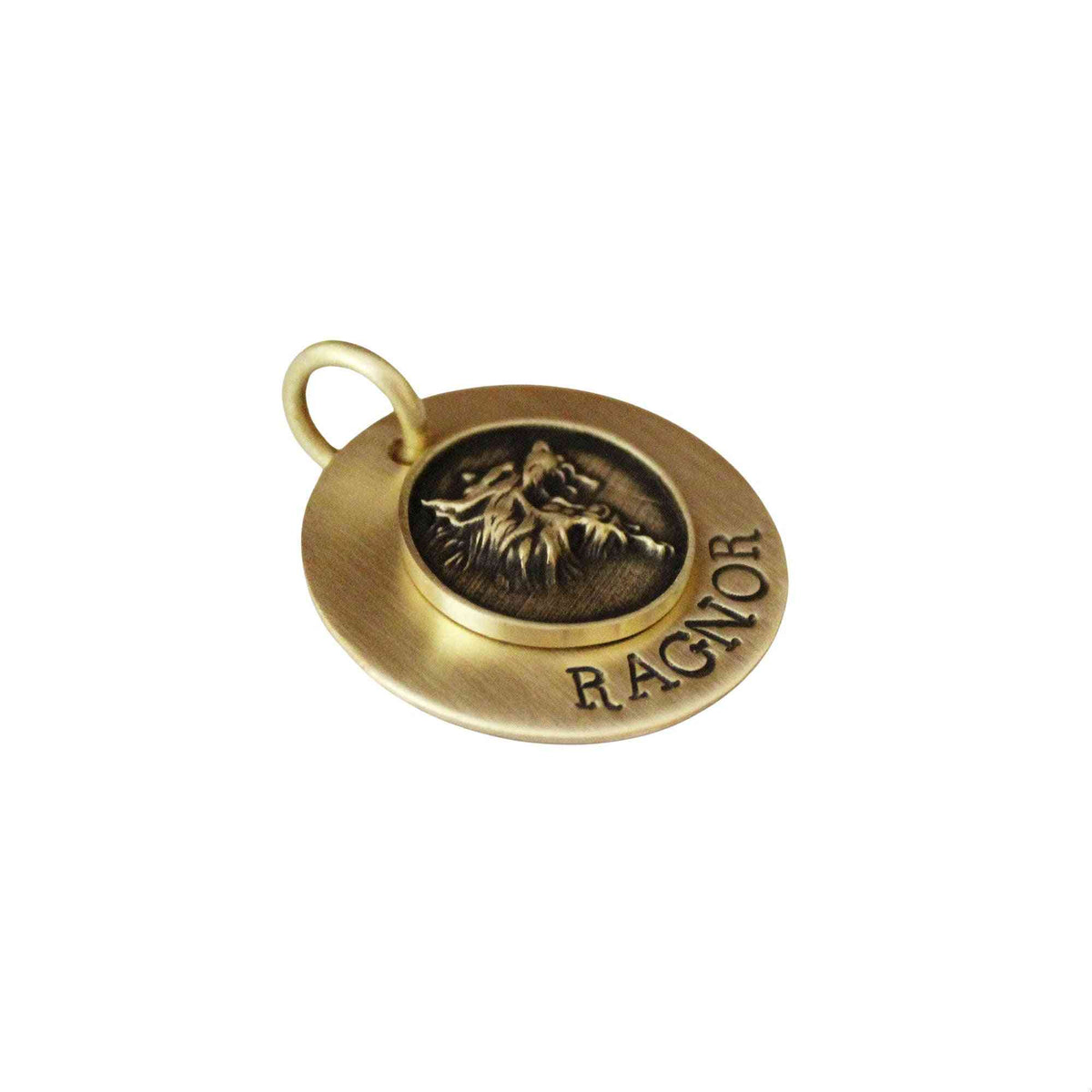 The Fierce Wolf Sigil | Artisan Mixed Metal Pet ID & Custom Engraved Dog Tag, close-up detail