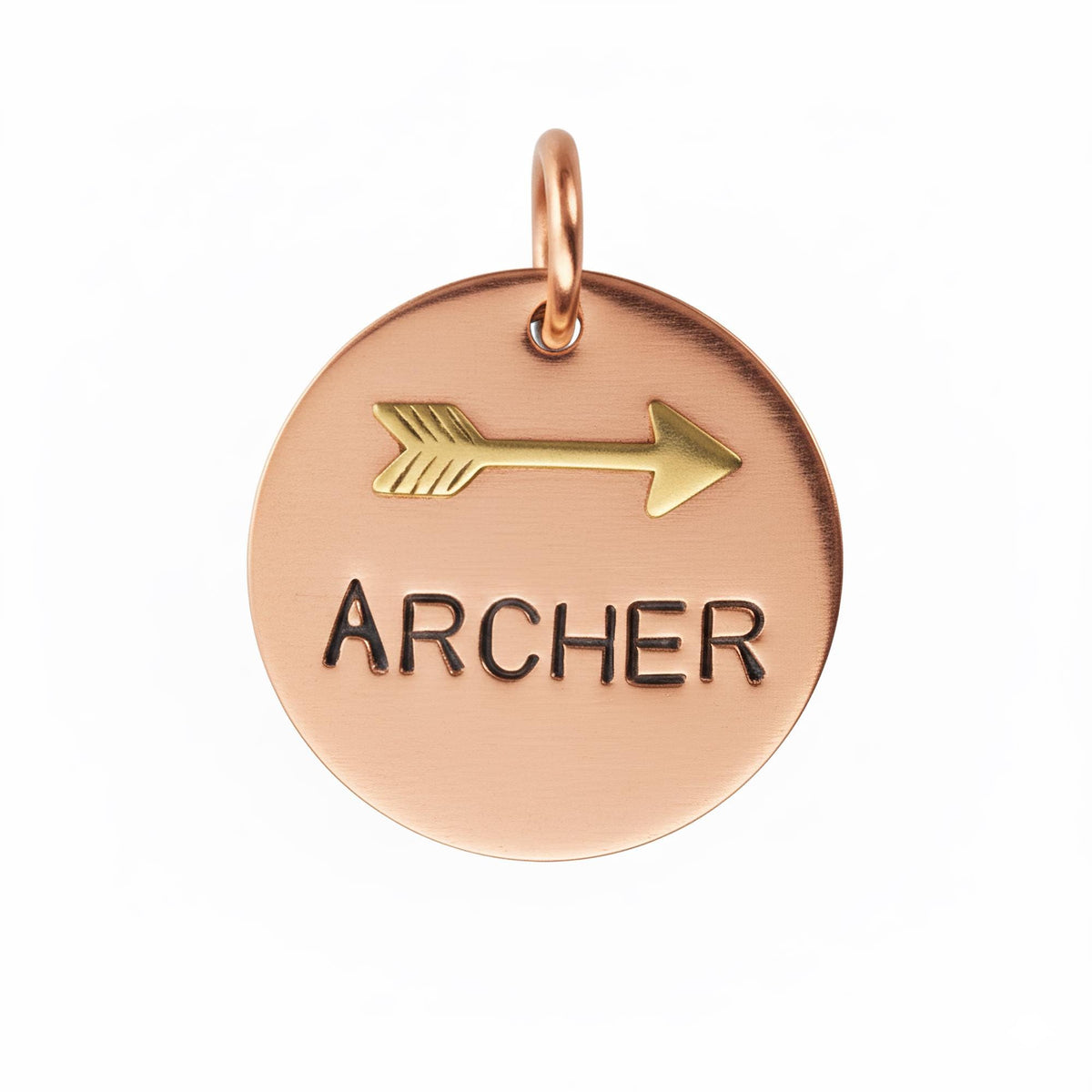 The Swift Direction Token | Artisan Arrow Pet ID & Custom Dog Tag, in Copper with Brass Top finish