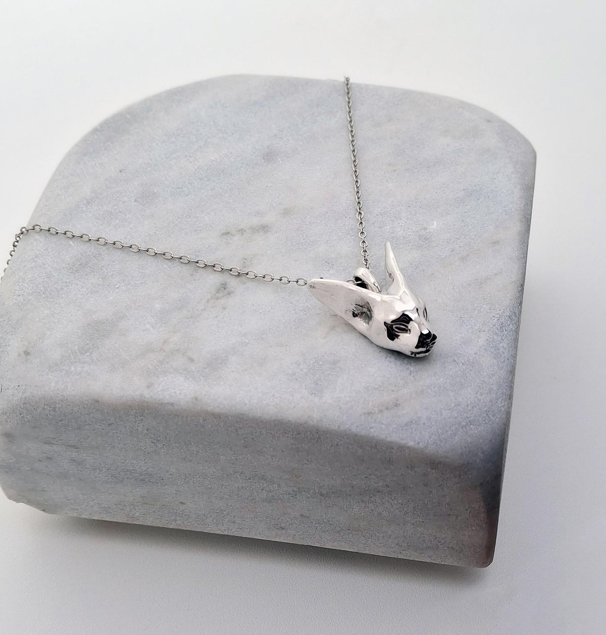 Sphynx Cat Necklace | Sterling Silver Minimalist Feline Pendant | Ancient Bastet Goddess Jewelry, additional detail