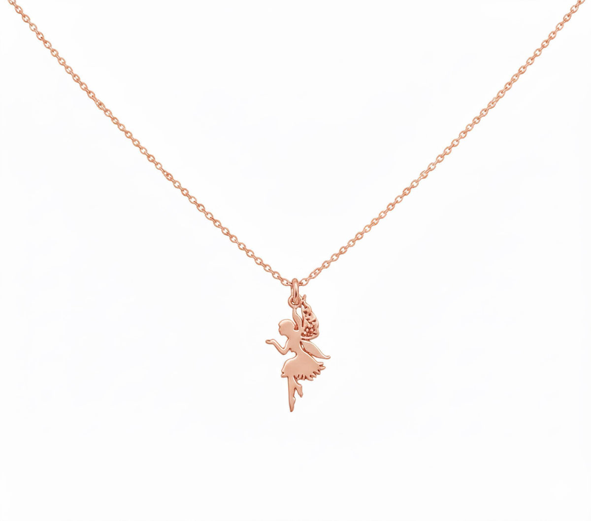 Little Girl's Fairy Necklace | Magic Wish Charm, in Rose Gold Plated finish