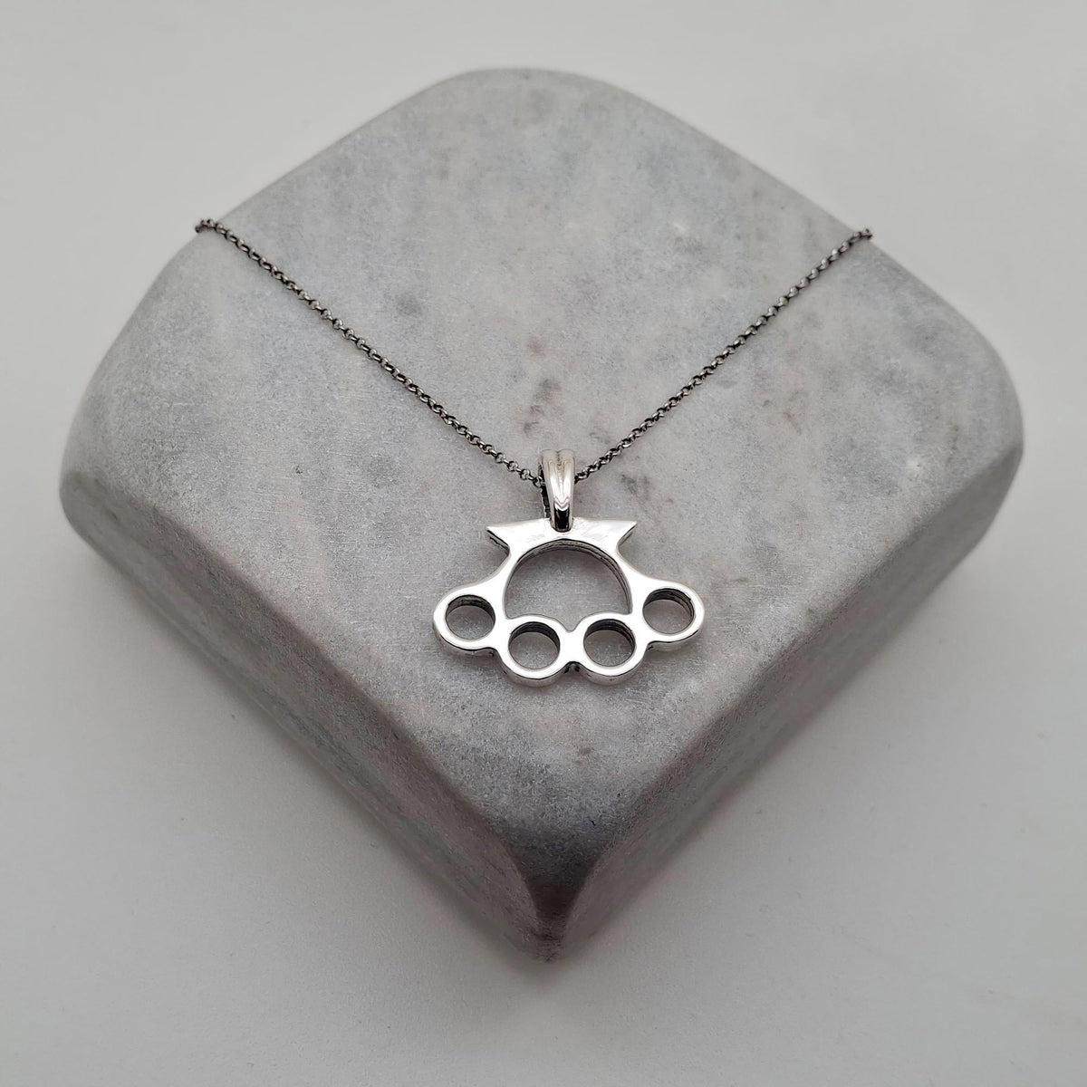 Knuckle Duster Necklace | Gold Plated Resilience Pendant, additional detail