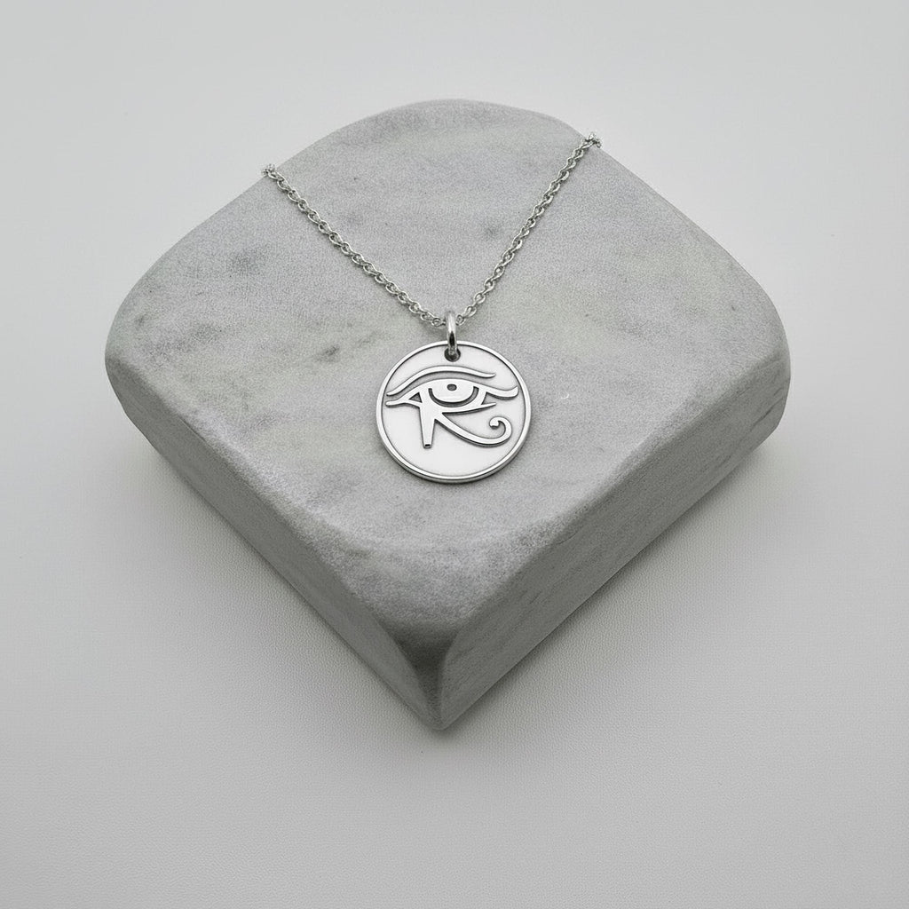 Eye of Ra Necklace | Egyptian Protection Symbol Pendant, front view