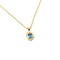 Ocean Wave Medallion | Deep Blue CZ Talisman, in Yellow Gold Plated finish
