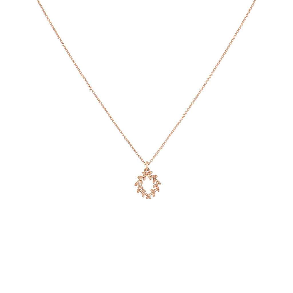 Olive Branch Necklace | Peace & Hope Laurel | 14K Solid Gold, alternate angle