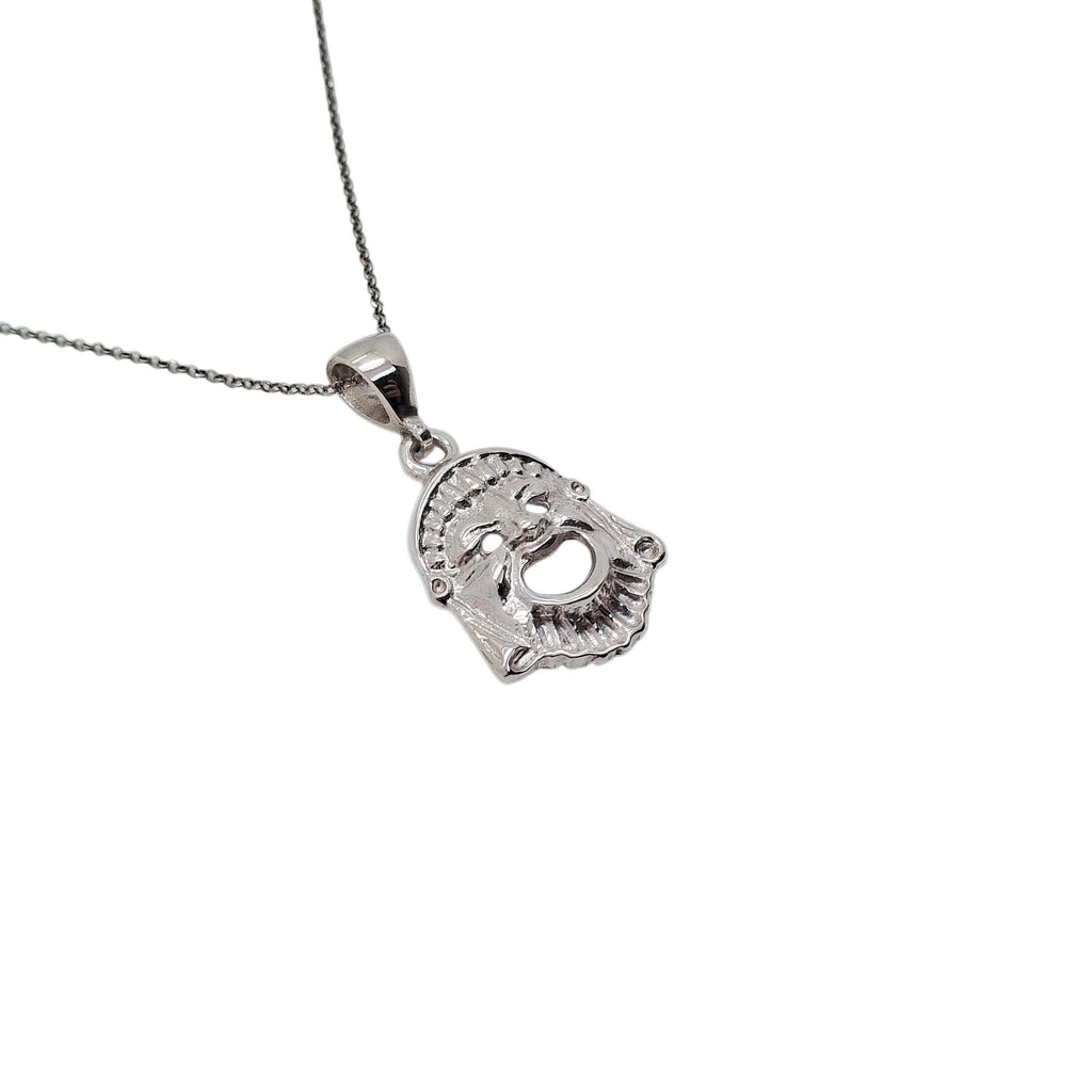 Comedy Mask Necklace | Theater Thalia Muse Talisman, close-up detail