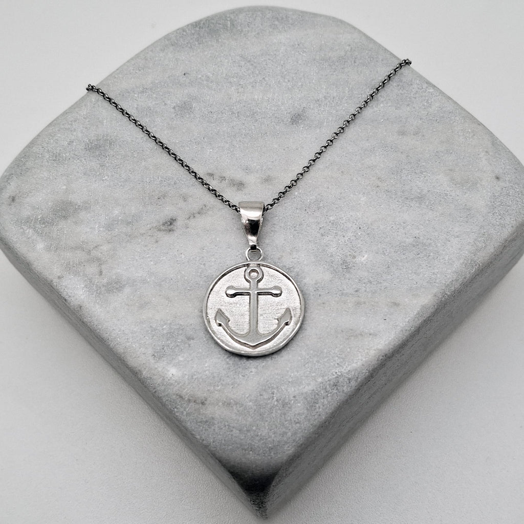 Anchor Medallion Necklace | Symbol of Hope & Stability, close-up detail
