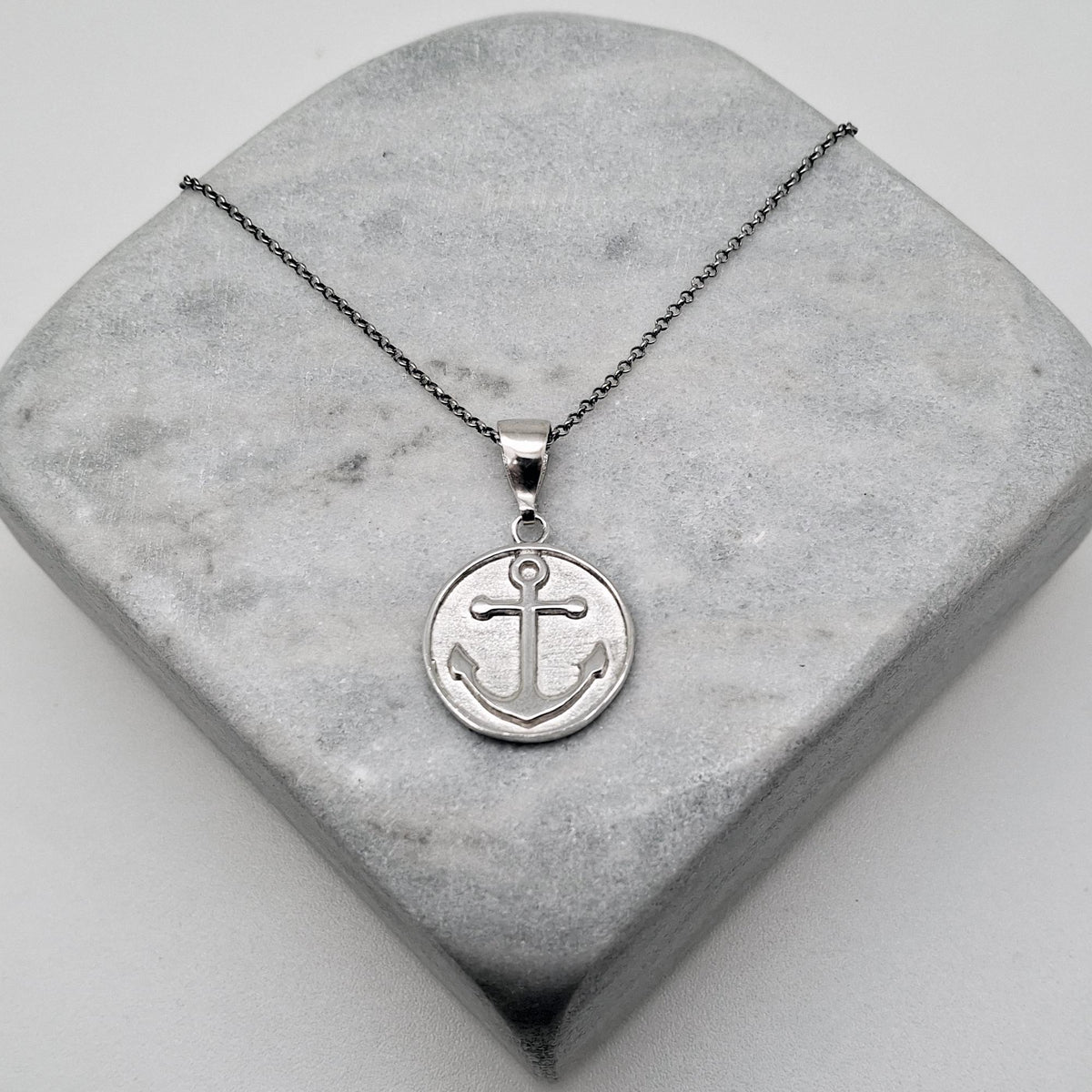 Anchor Medallion Necklace | Symbol of Hope & Stability, close-up detail