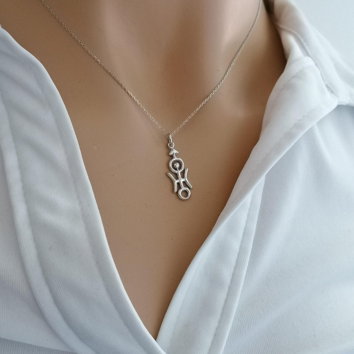 Uranus Necklace | Aquarius Zodiac Talisman, alternate angle