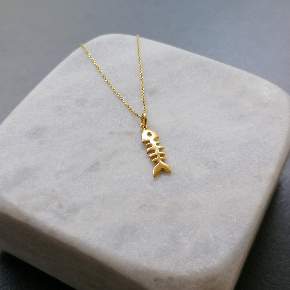 Fishbone Charm Necklace | Playful Nautical Talisman, styled view