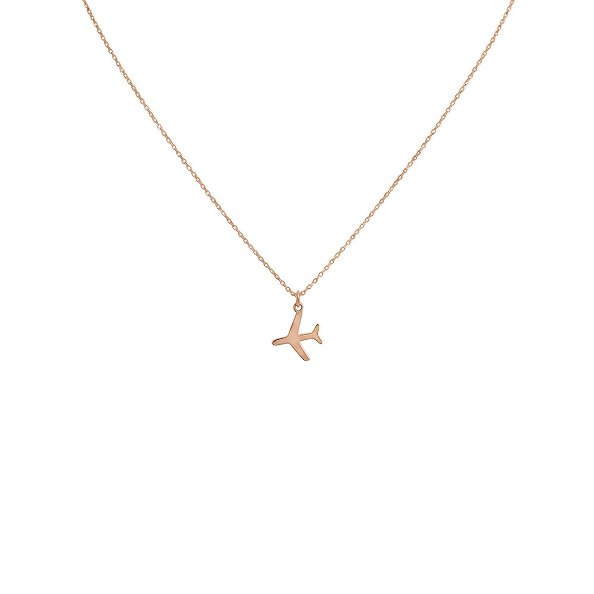 Airplane Necklace in rose gold plated finish