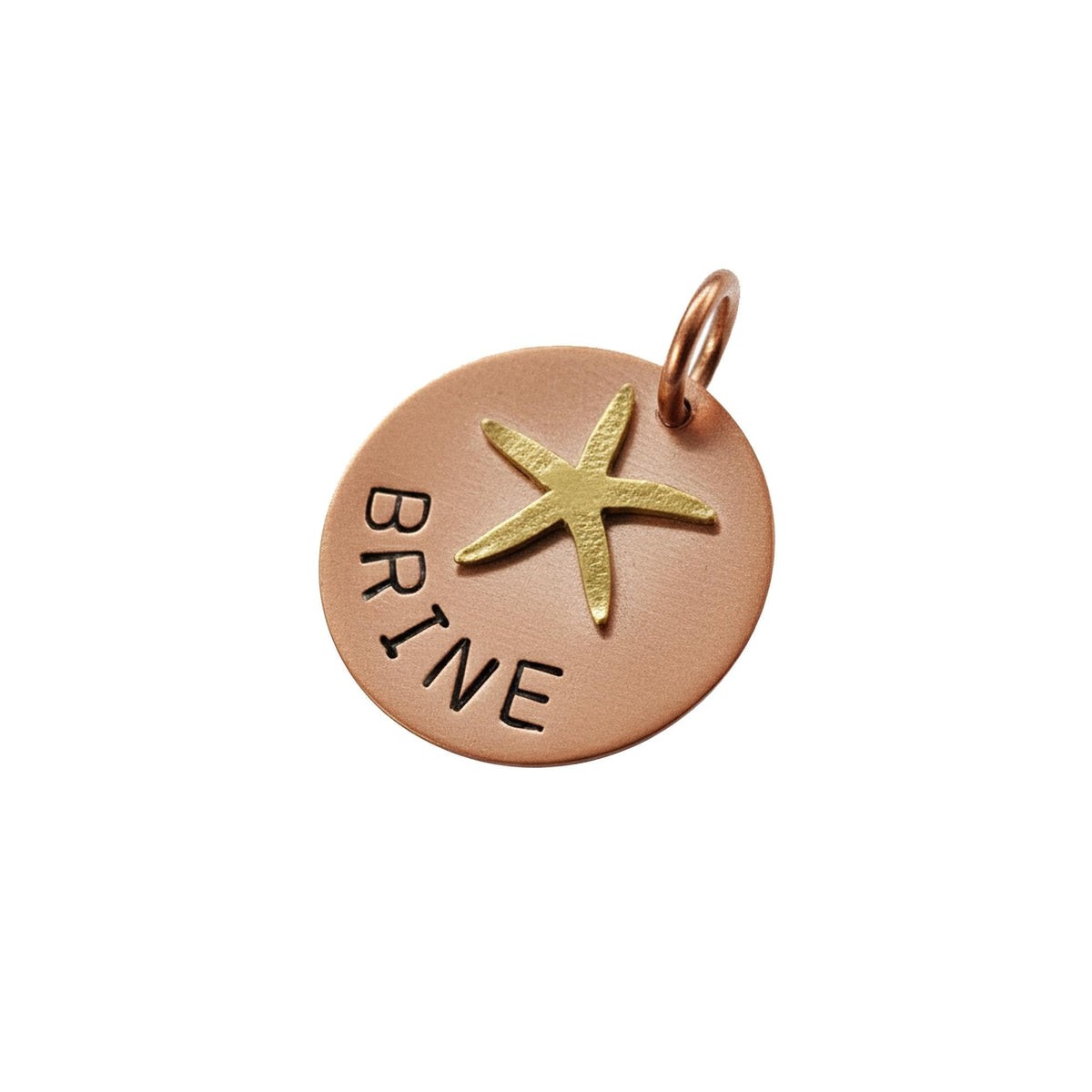 The Celestial Mariner Token | Artisan Starfish Pet ID & Custom Dog Tag, in Copper with Brass Top finish