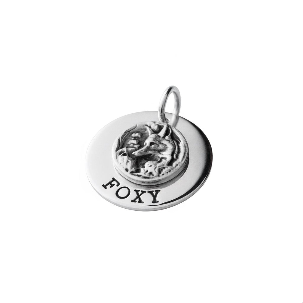 Woodland Fox Dog Tag ID Medallion | Smart Companion Pet Charm, front view