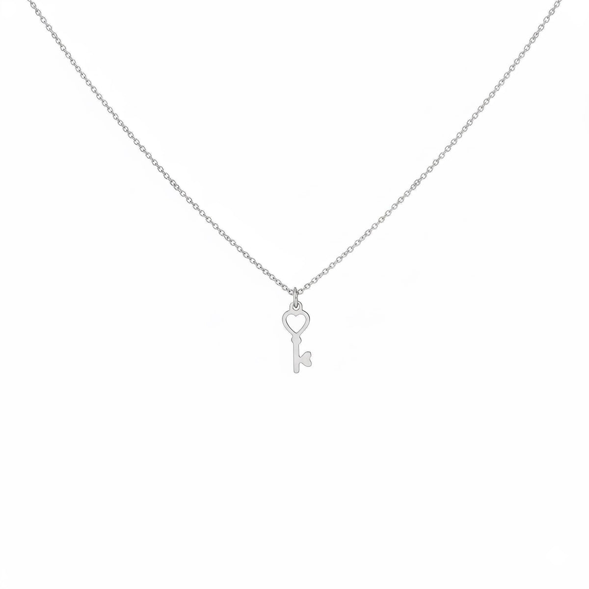 Dainty Key Necklace | Symbol of New Beginnings, in White Gold Plated finish