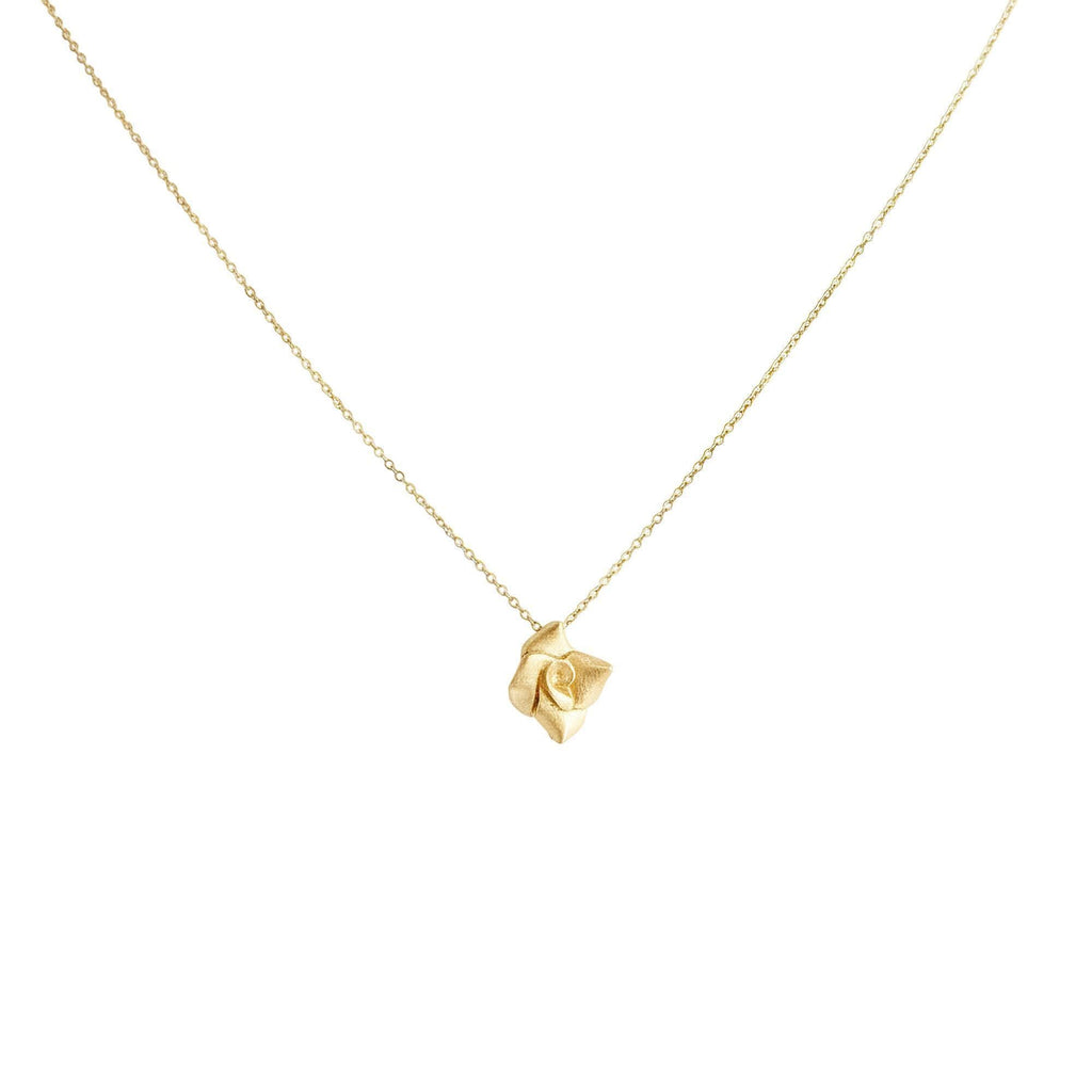Rose Necklace Pendant | 3D Sculpted Silver Flower | Dainty Botanical Jewelry, alternate angle