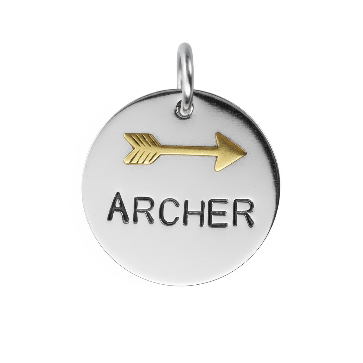 The Swift Direction Token | Artisan Arrow Pet ID & Custom Dog Tag, in Silver with Brass Top finish