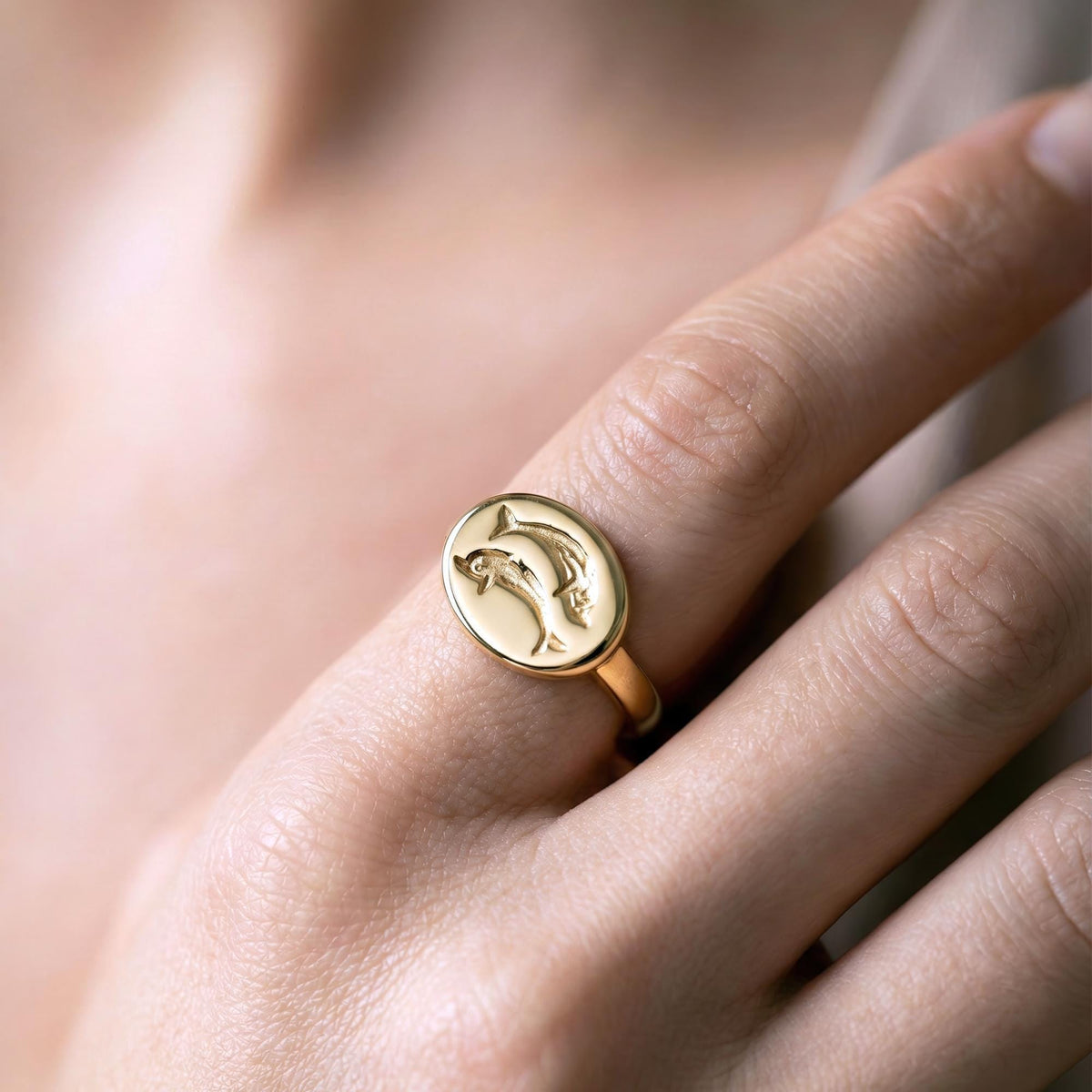 Dolphin Signet Ring | Ancient Greek Mythology Talisman, styled view