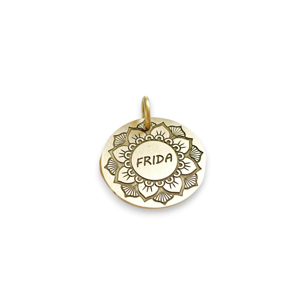 The Mystic Mandala Token | Artisan Flower Pet ID & Custom Engraved Dog Tag, additional detail