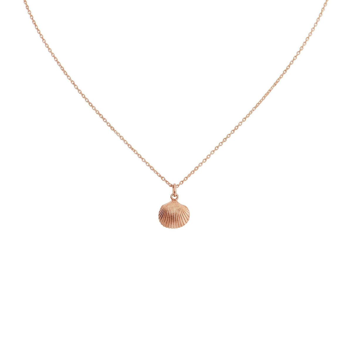Scallop Shell Necklace | Delicate Mediterranean Beach Charm, in Rose Gold Plated finish