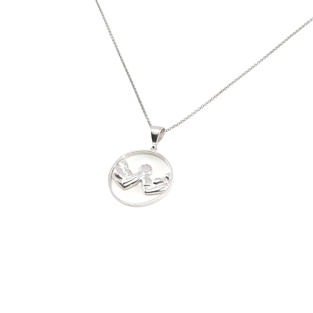 Unity Handshake Necklace | Brotherhood & Loyalty Talisman, styled view