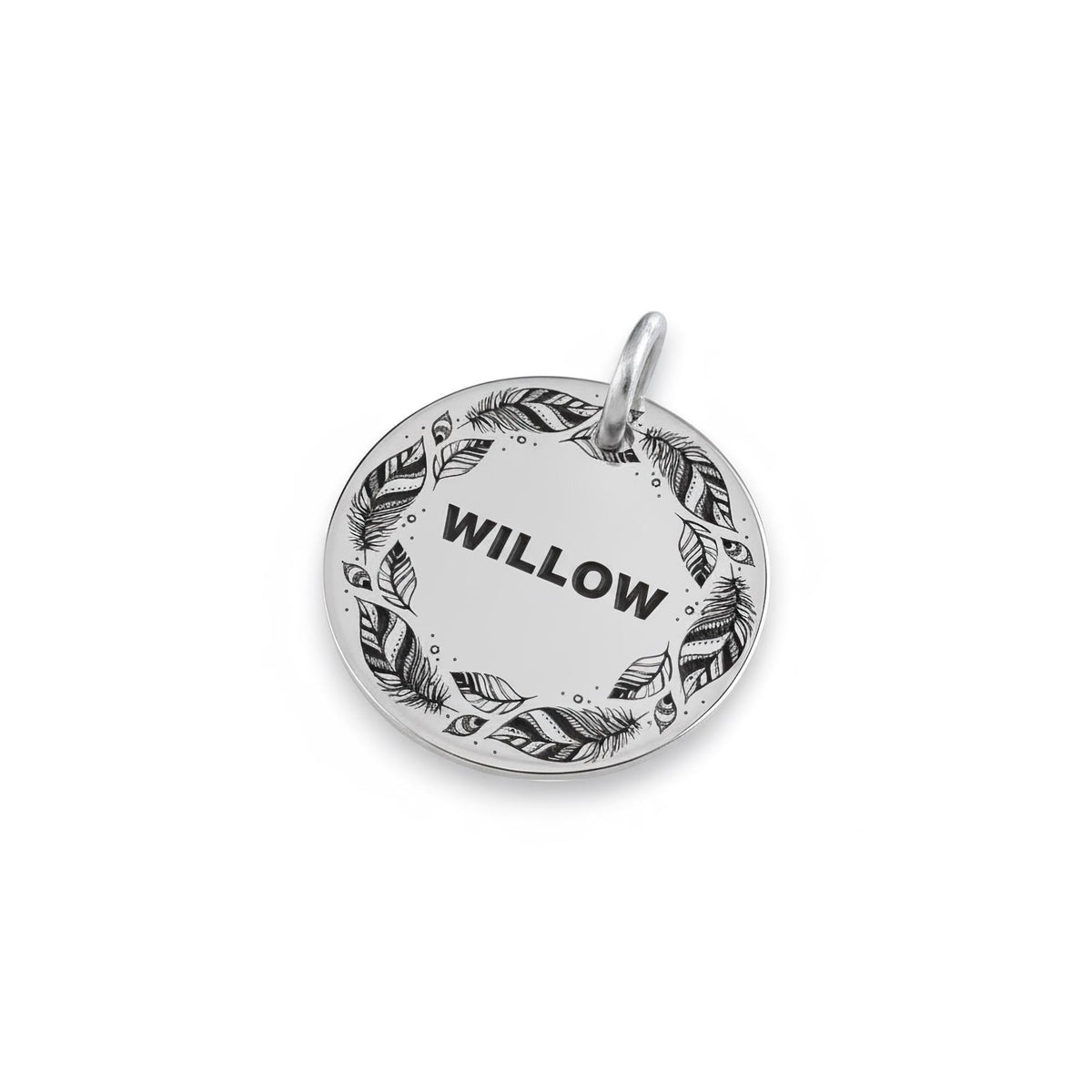 Boho Feather Dog Tag | Personalized Pet ID, alternate angle