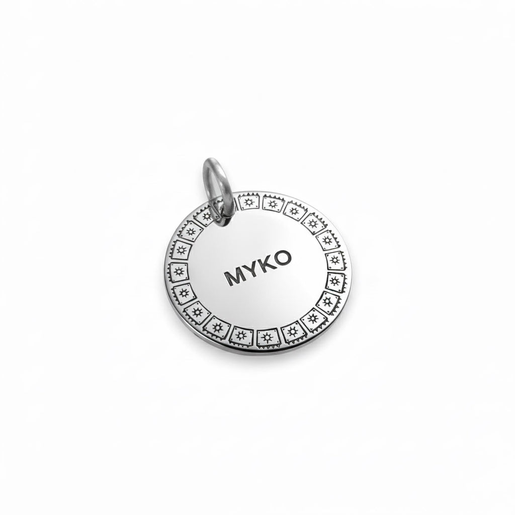 Boho Stars Dog Tag | Custom Engraved Pet ID Collar Charm, close-up detail