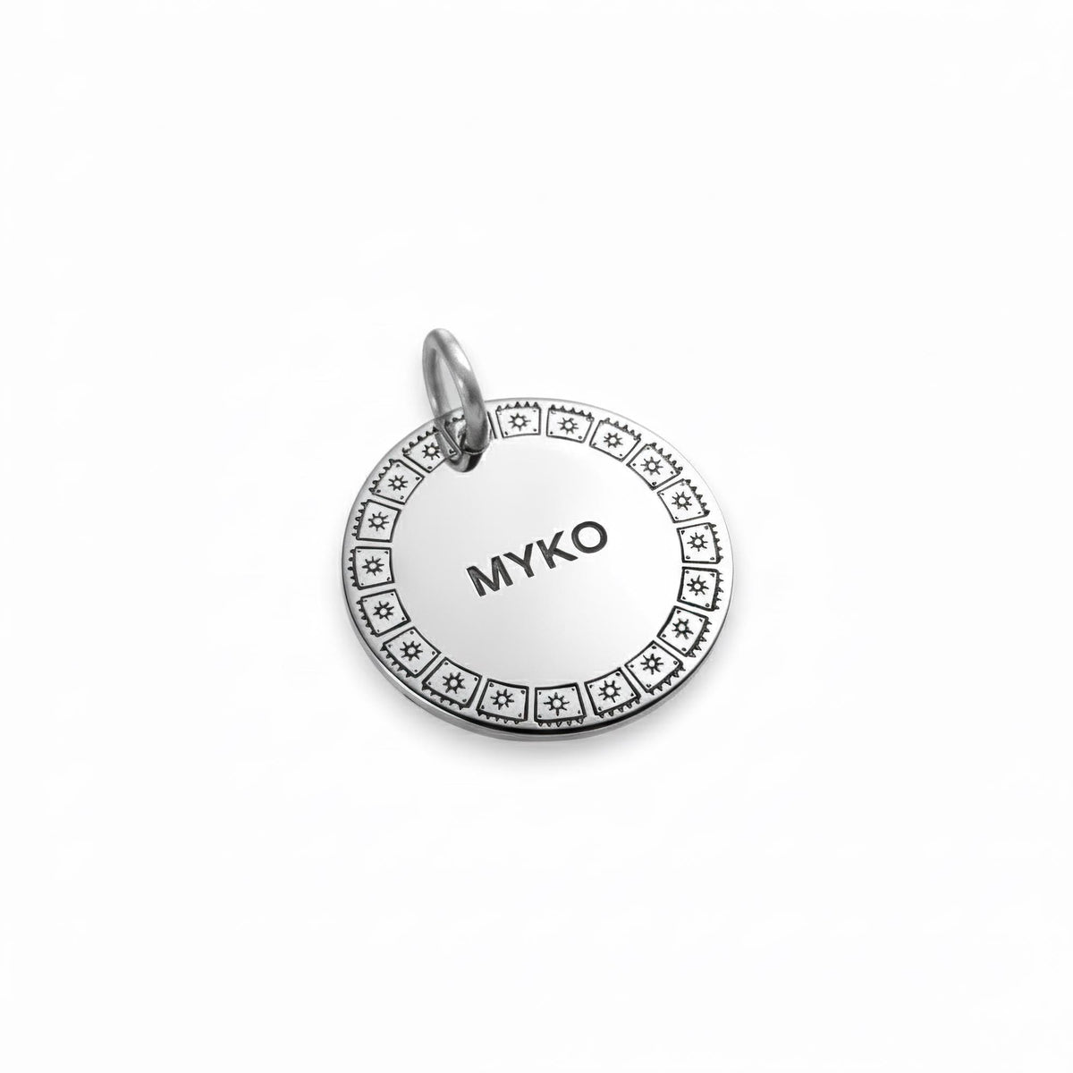 Boho Stars Dog Tag | Custom Engraved Pet ID Collar Charm, close-up detail