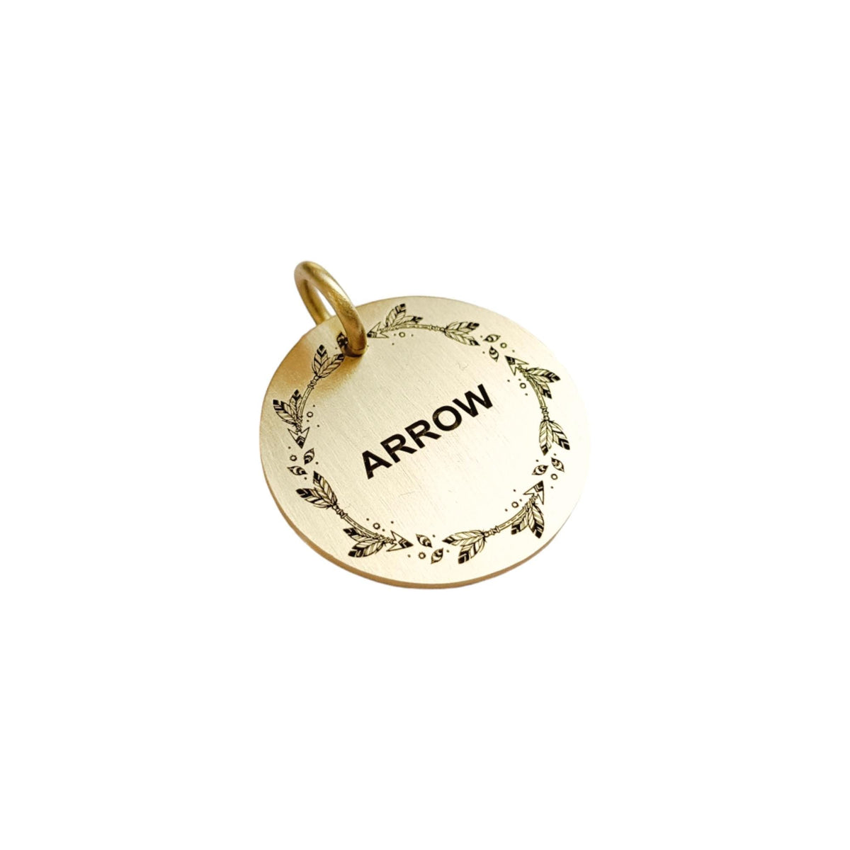 The Arrowhead Token | Artisan Feathered Arrow Pet ID & Custom Engraved Dog Tag, alternate angle
