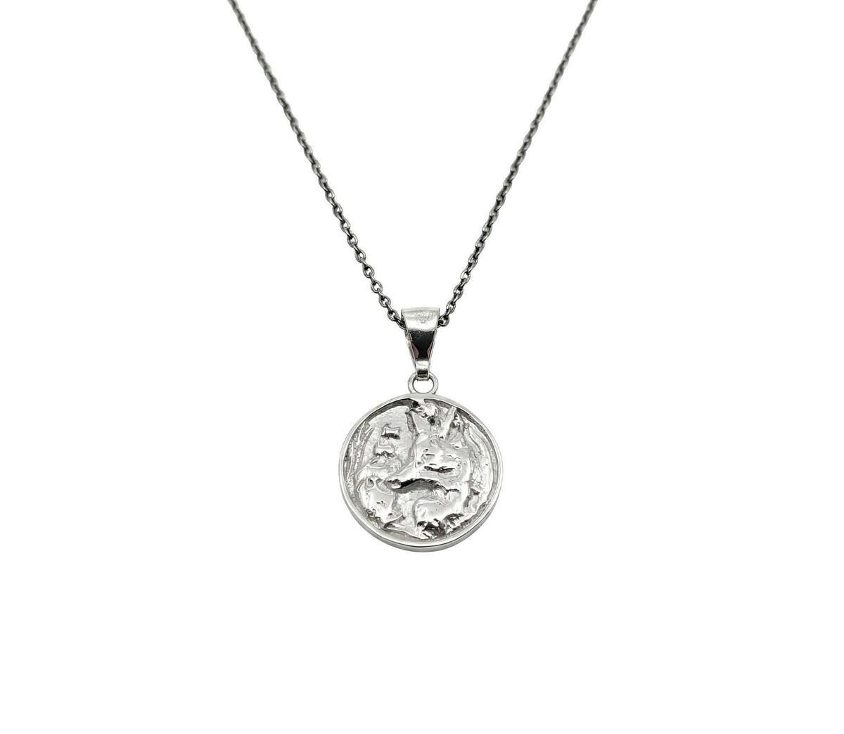 Fox Silhouette Medallion | Forest Intuition Talisman, in White Gold Plated finish