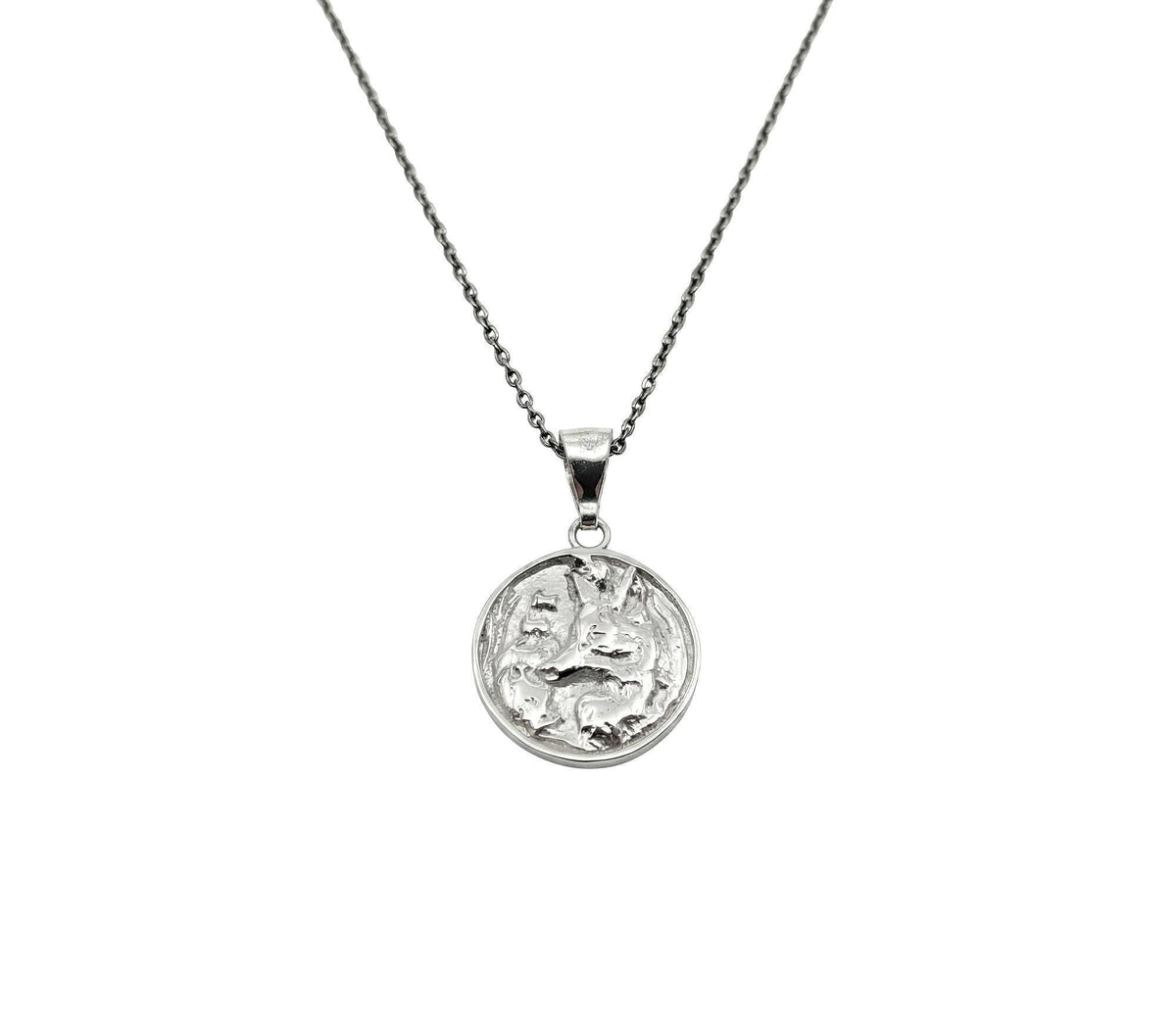 Fox Medallion Necklace in sterling silver, kitsune fox pendant on chain