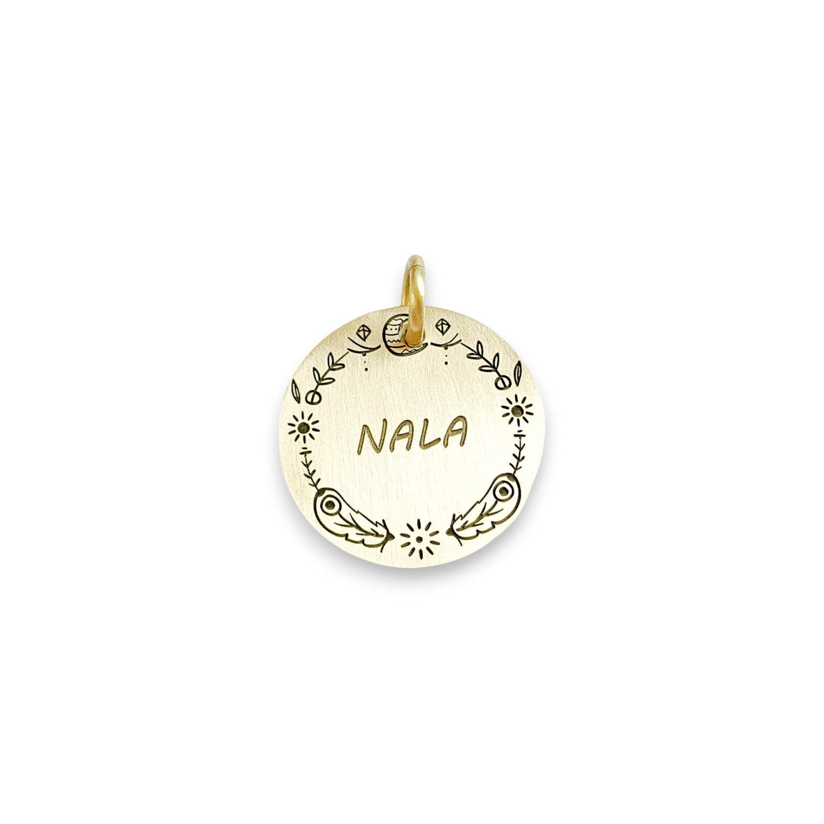The Boho Bloom Token | Artisan Doodle Flower Pet ID & Custom Engraved Dog Tag, additional detail