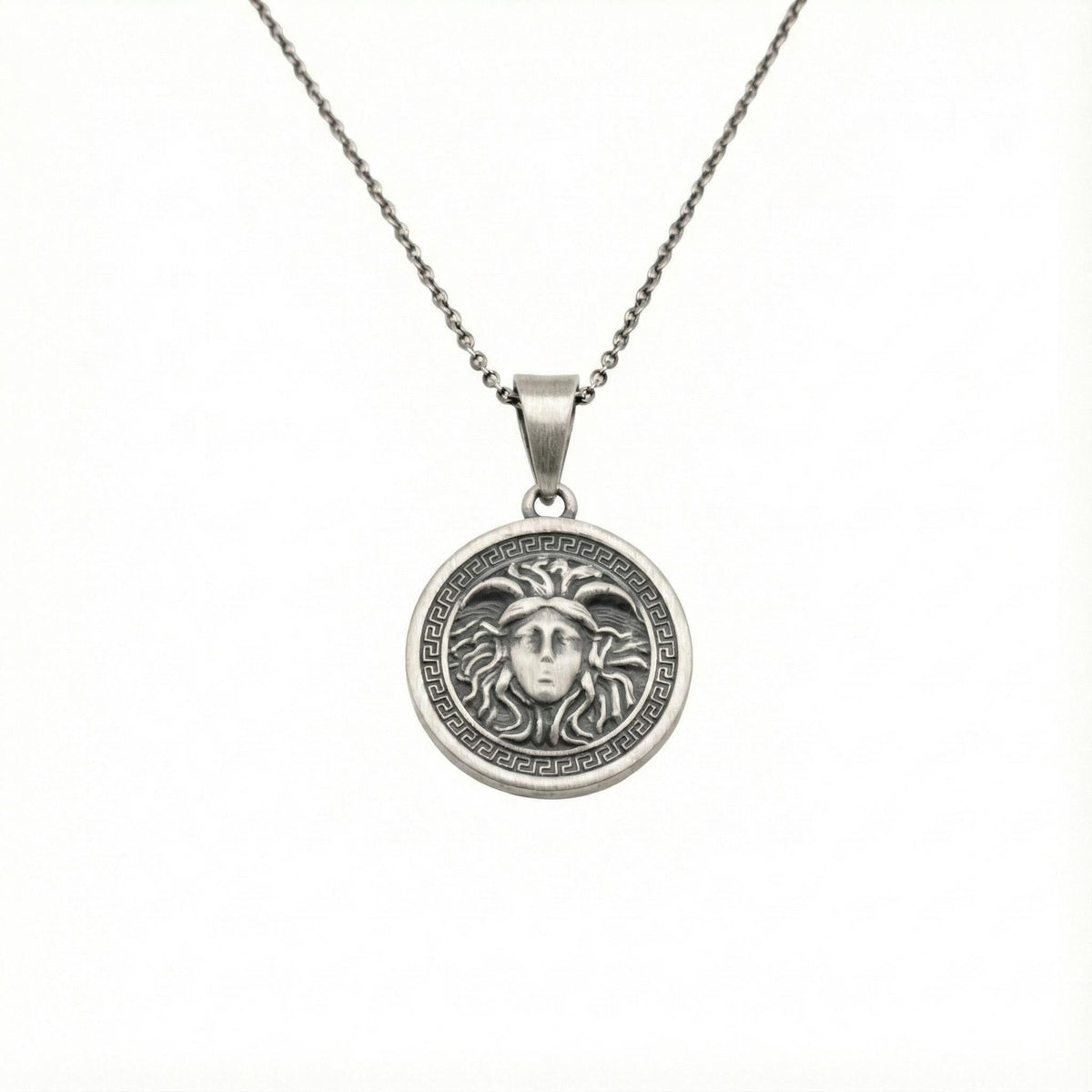 Medusa Medallion | Greek Mythology Protection Talisman, in Oxidized Silver 925 finish