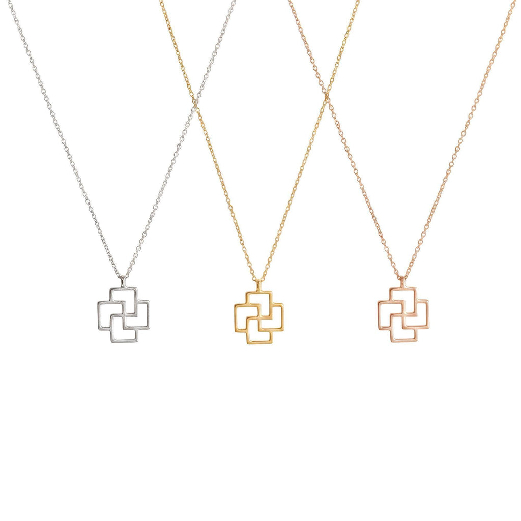 Tursaansydan Pendant Necklace | 14K Solid Gold Finnish Amulet | Viking Protection Charm, front view