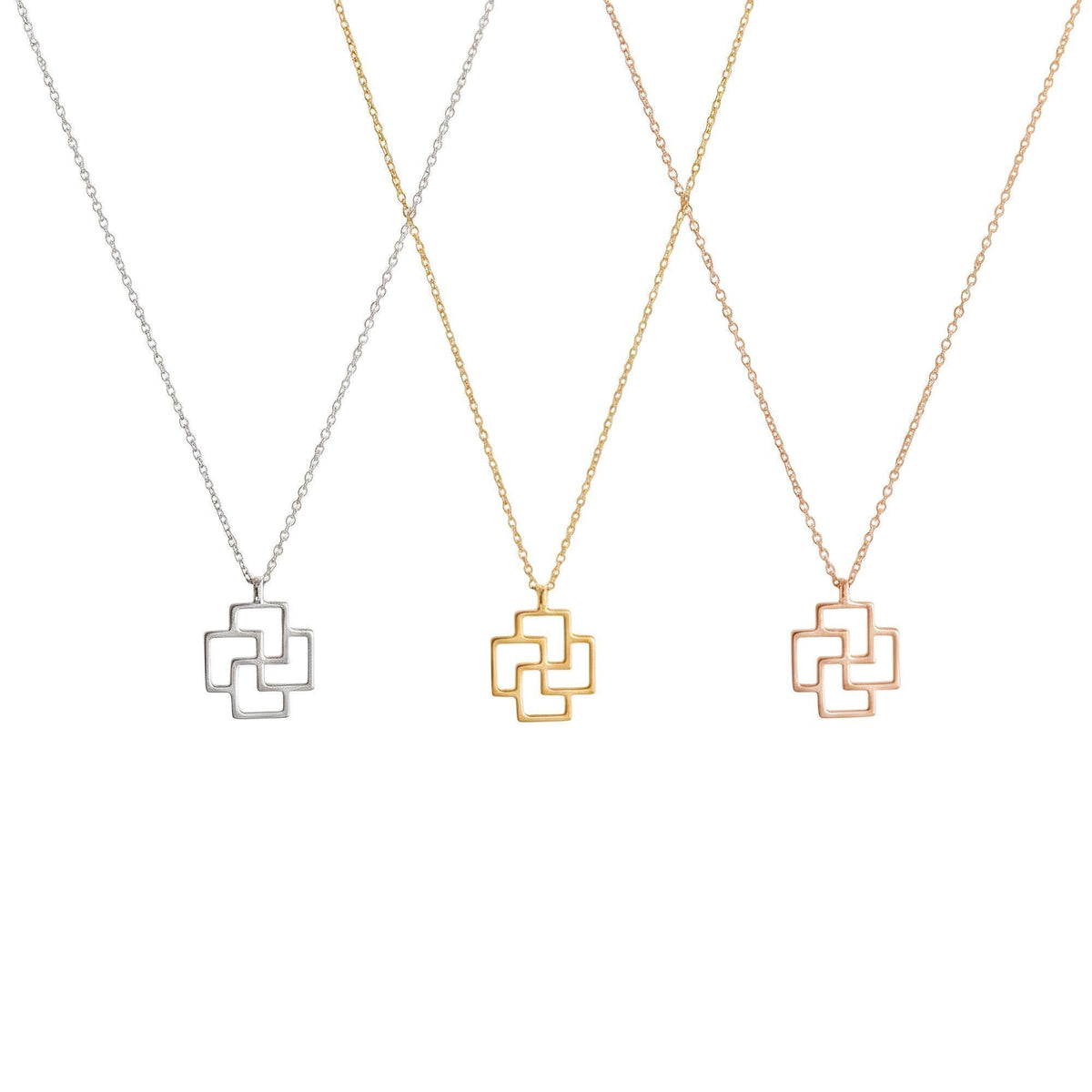 Tursaansydan Pendant Necklace | 14K Solid Gold Finnish Amulet | Viking Protection Charm, front view